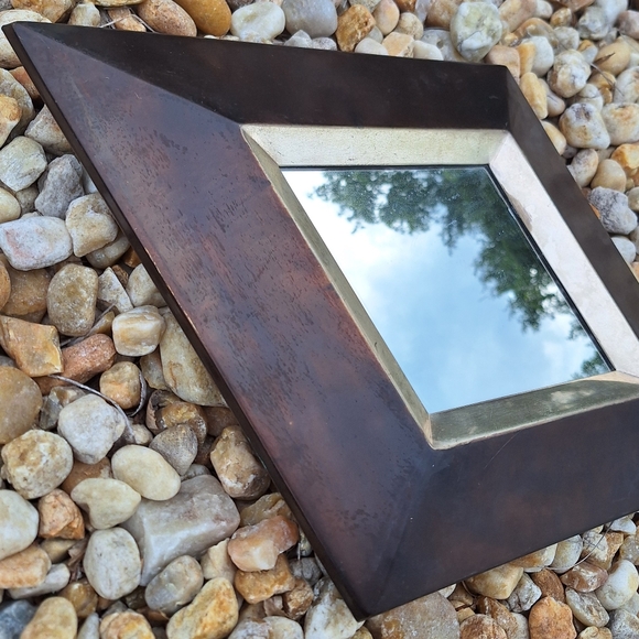 Mirror Wall Hanging Decor Rustic Metal Frame Vintage Modern Industrial Triangle - Picture 11 of 16